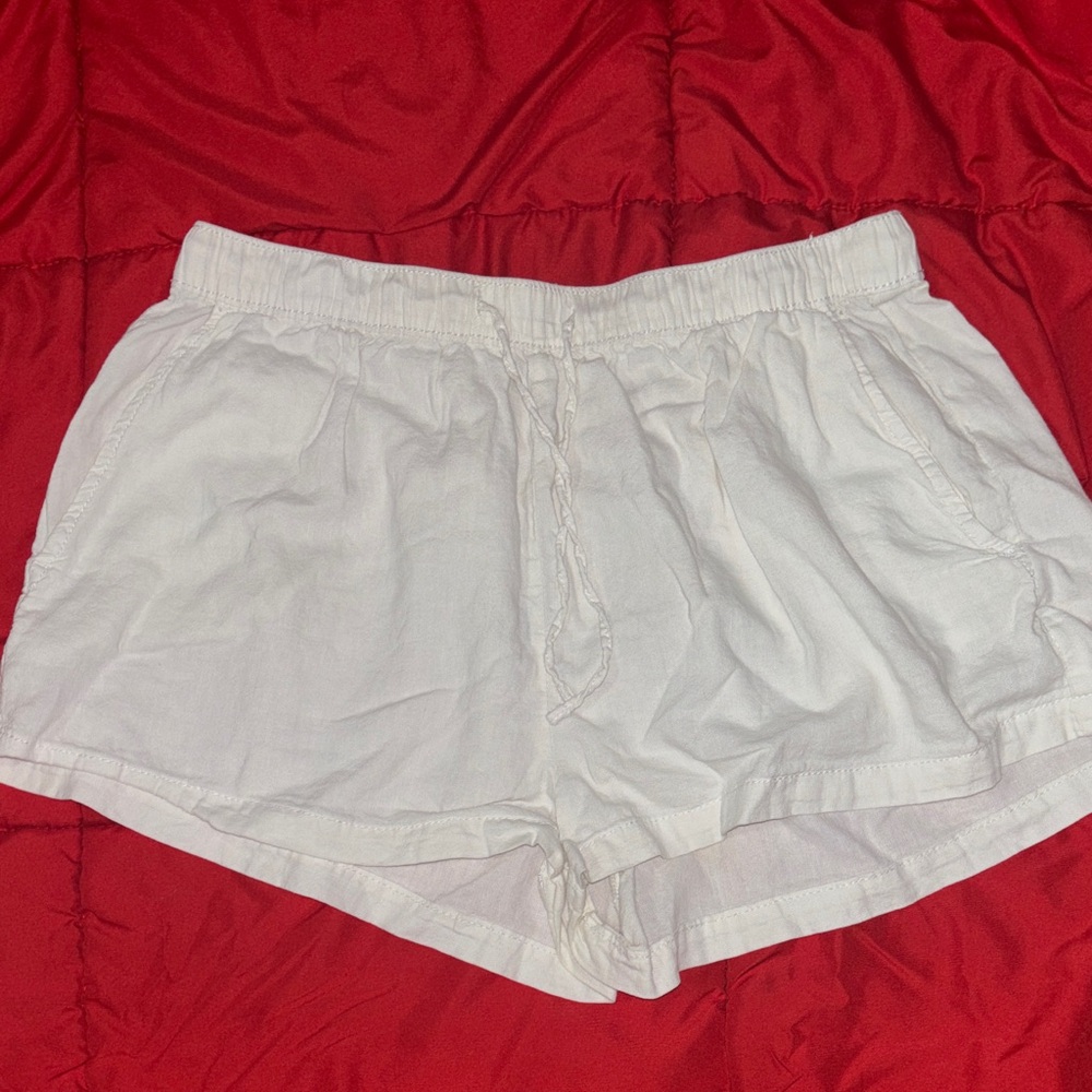Bershka Off-White Elastic Shorts